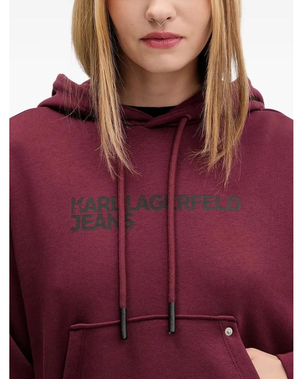 Karl Lagerfeld Red Logo-Print Hoodie