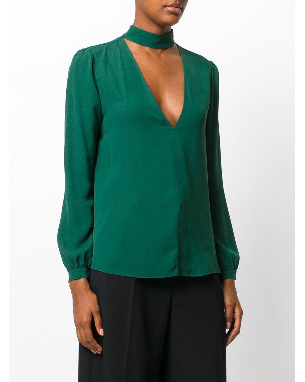 A.L.C. Silk Choker V-neck Blouse in 