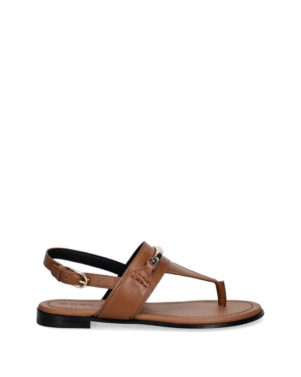 Furla Brown Logo-Plaque Buckled Sandals