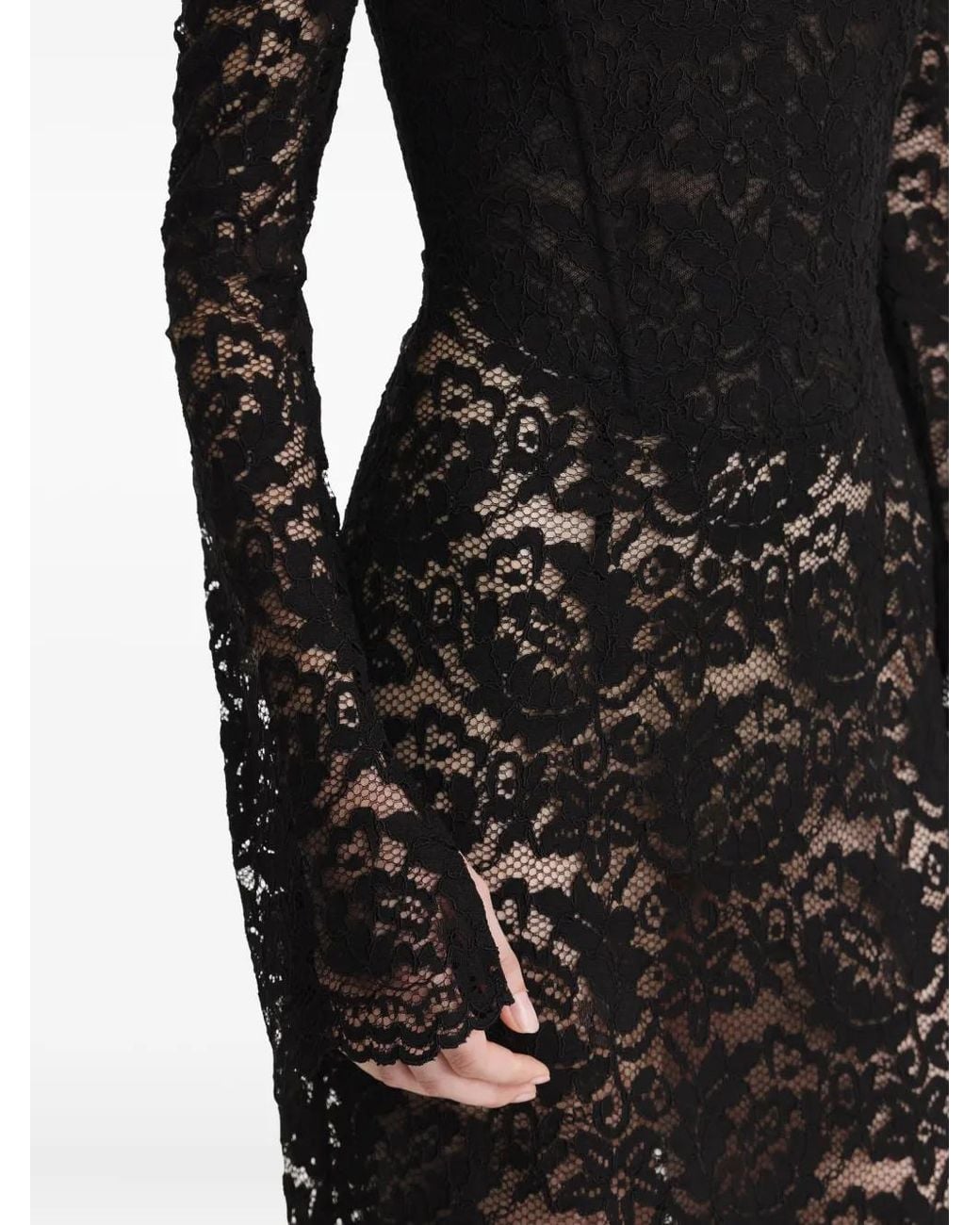 2310 STUDIO Black Off-Shoulder Lace Midi Evening Dress