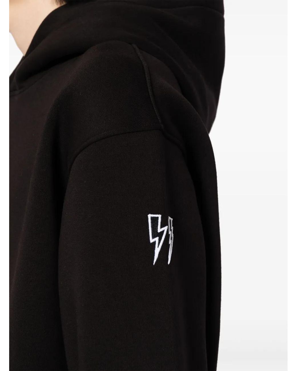 Neil Barrett Black Minimalist Bolts Appliqué-Detail Hoodie for men