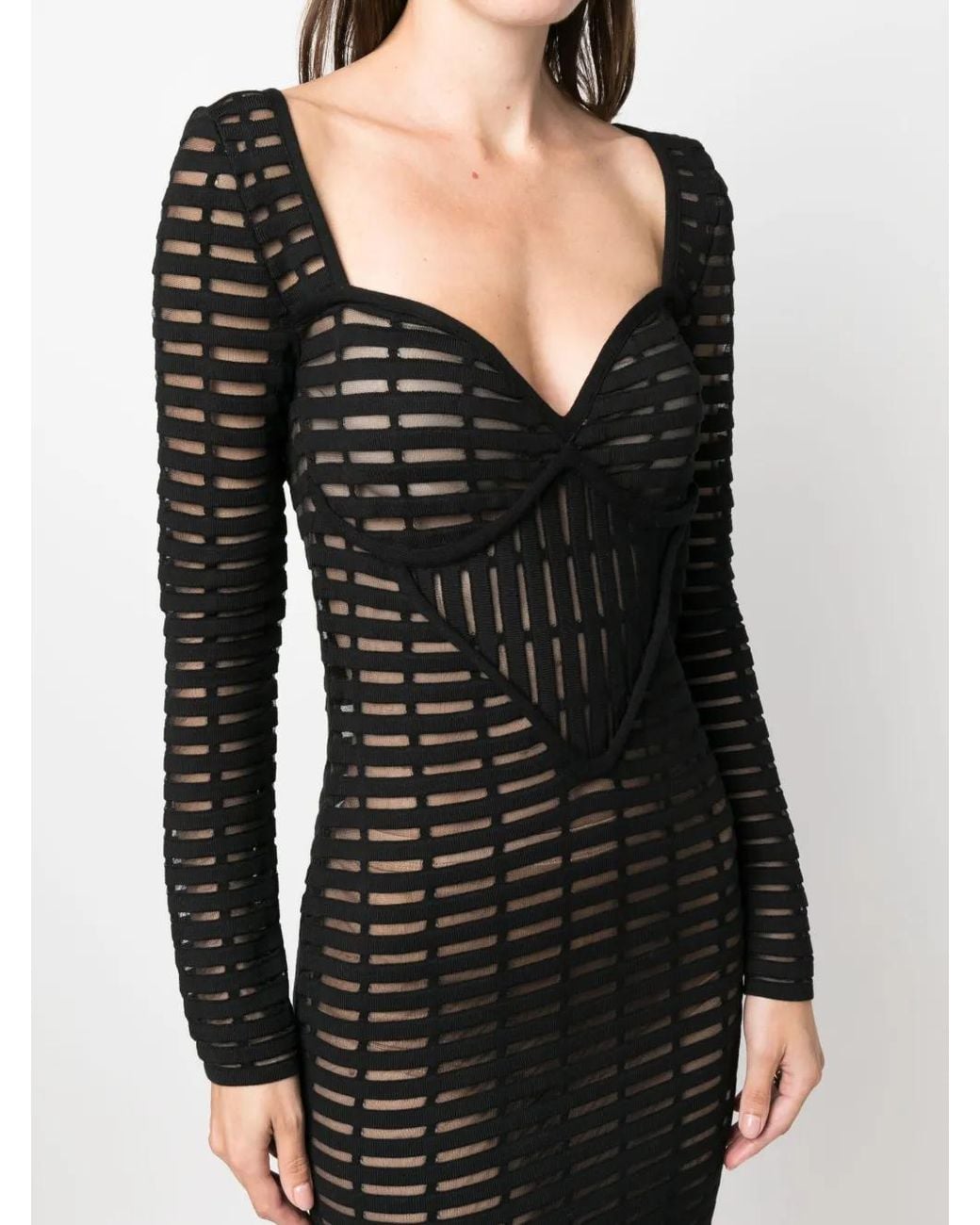 Genny Black Open-Knit Bustier Minidress
