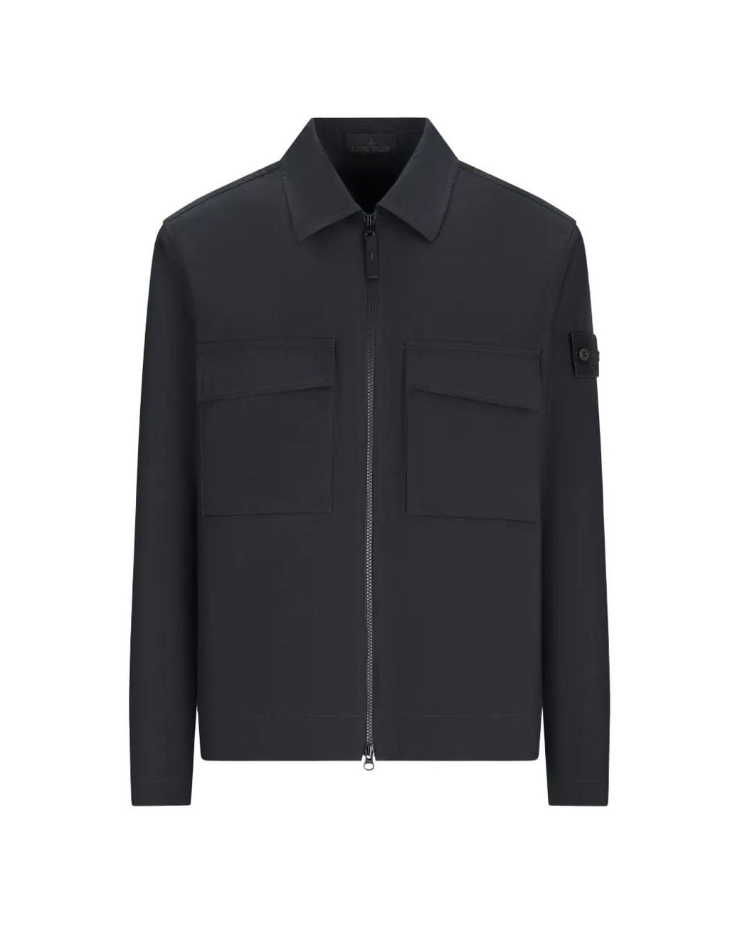 Stone Island Black 1200018 All-Weather Cotton Canvas_S.I. Ghost Overshirt for men