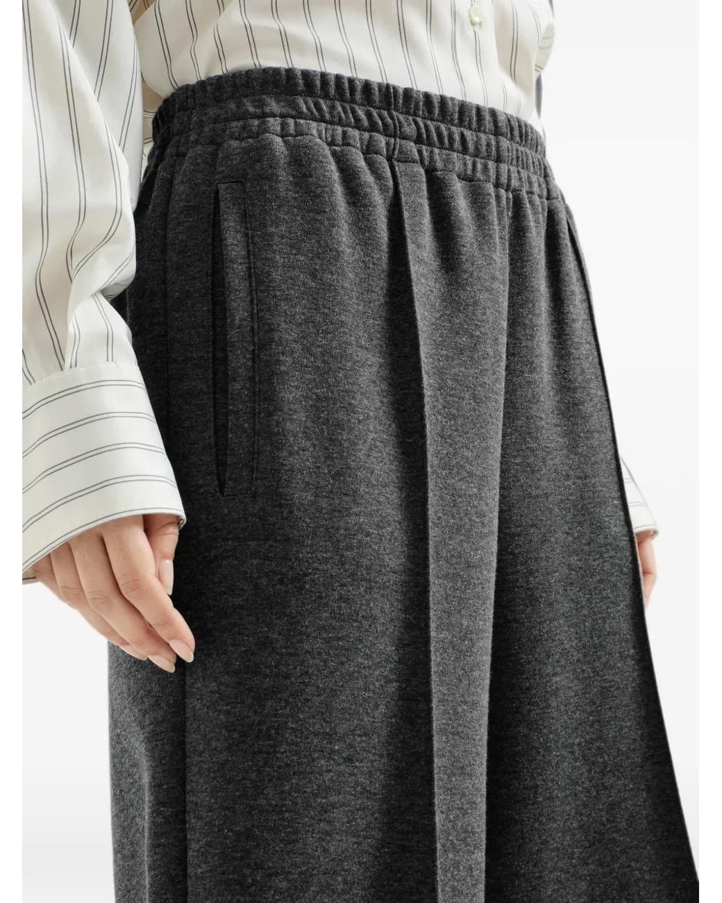 Brunello Cucinelli Gray Techno Cotton And Cashmere Interlock Track Trousers