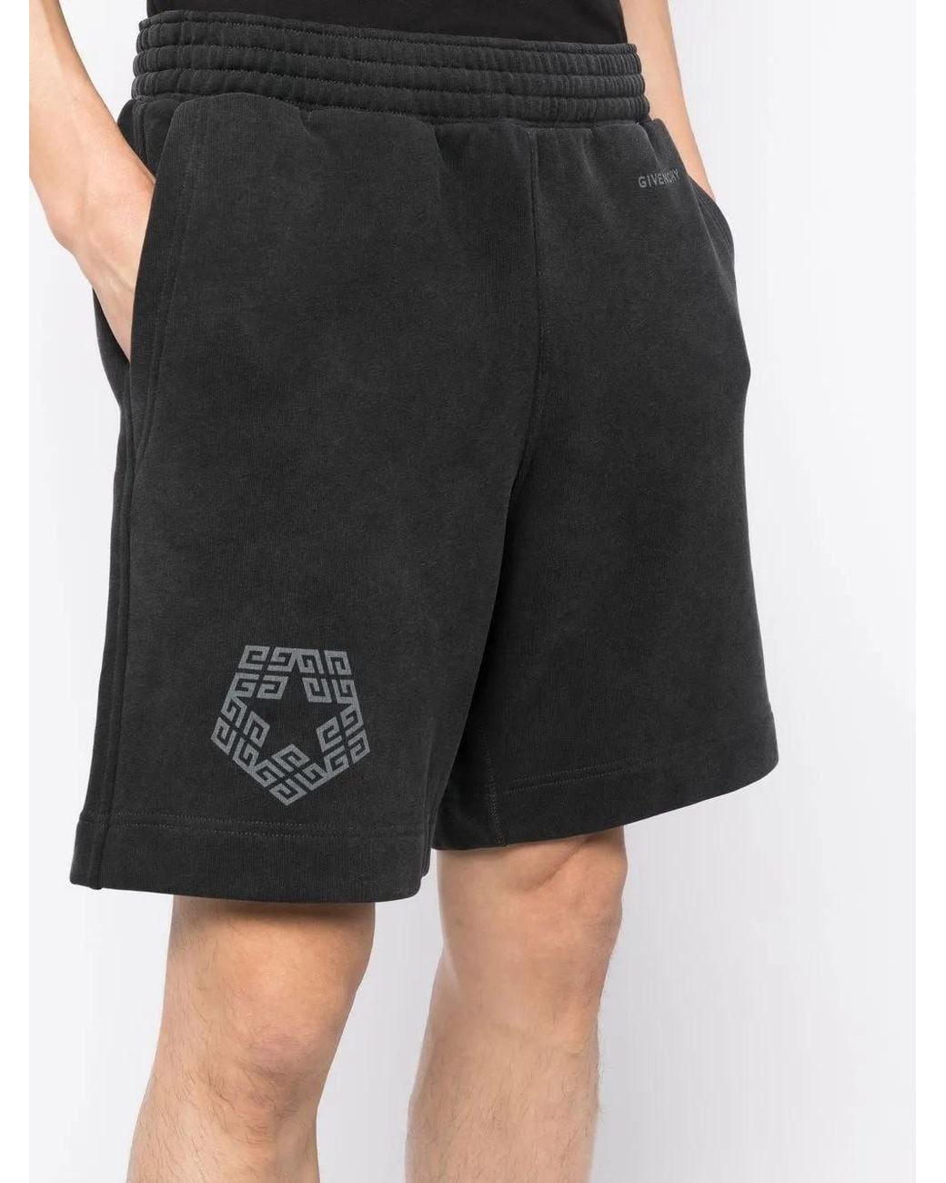 Givenchy Black 4G Star-Print Track Shorts for men