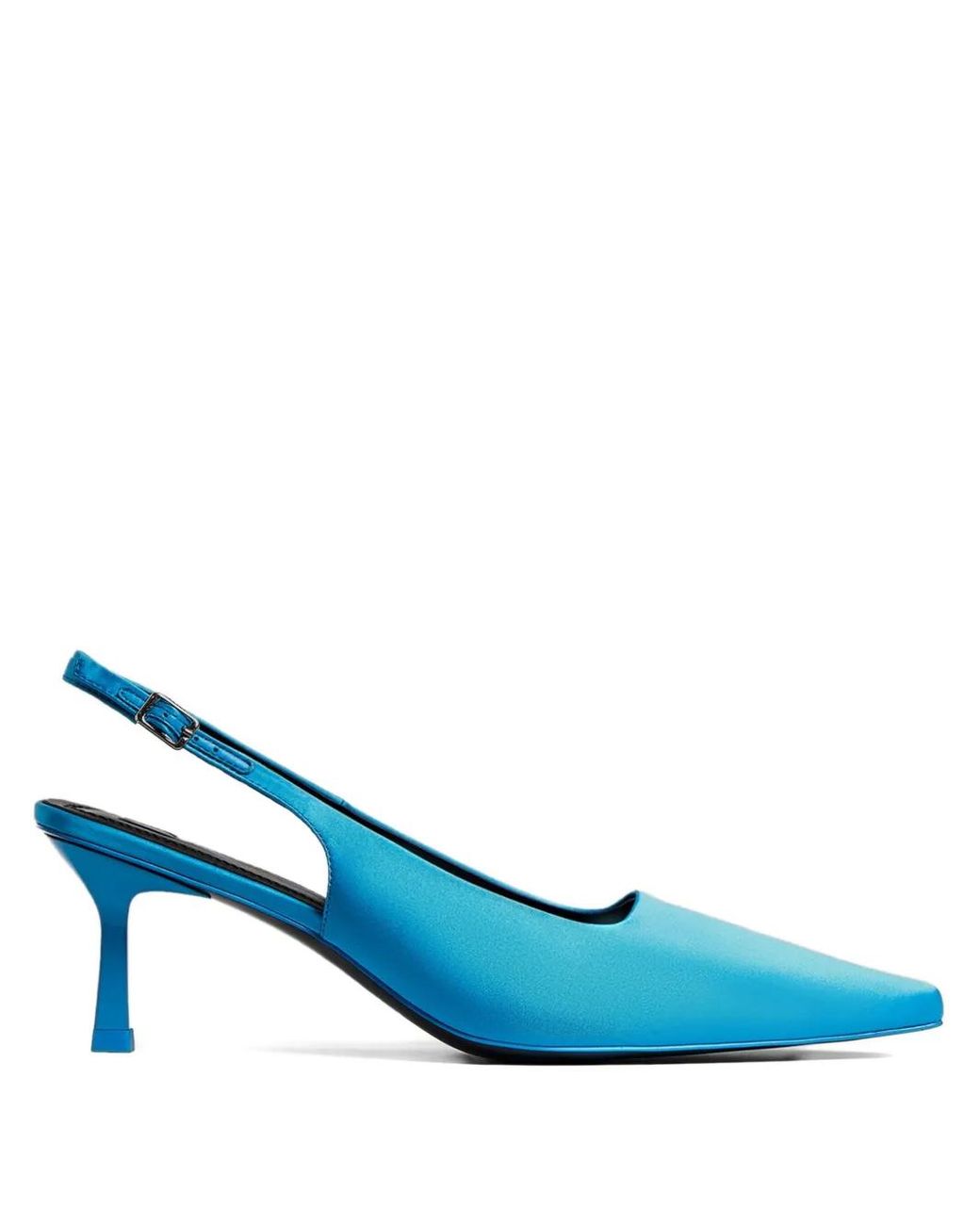 12 STOREEZ Blue 60Mm Silk Slingback Pumps