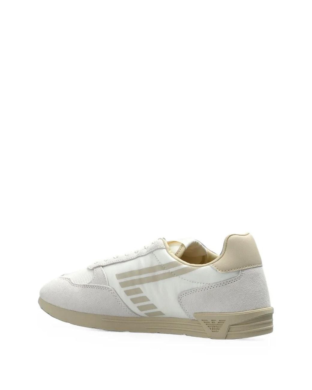 EA7 White Suede-Panelled Sneakers