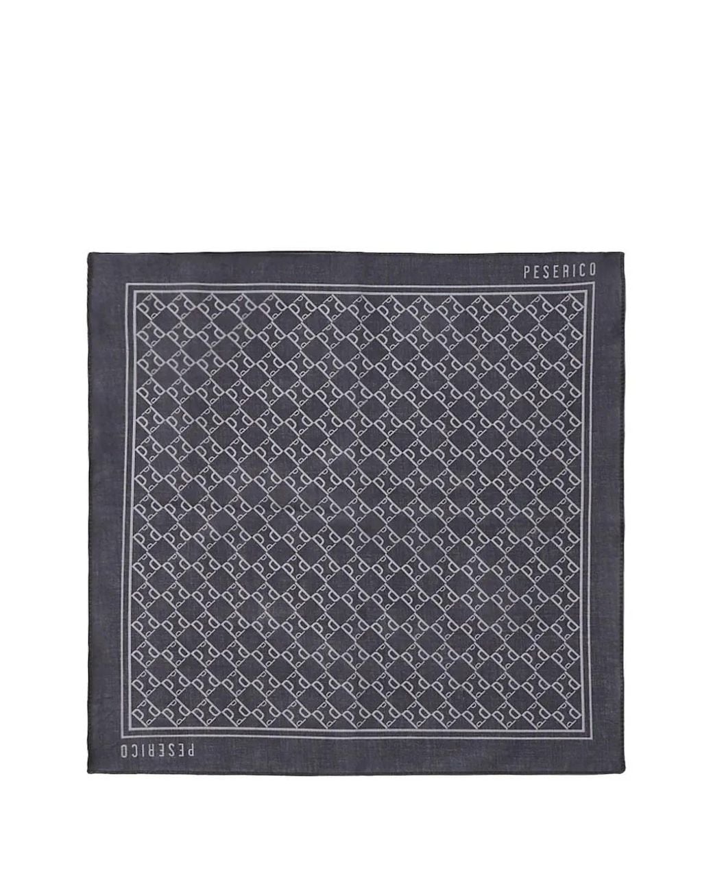 Peserico Gray Monogram-Print Pocket Square for men