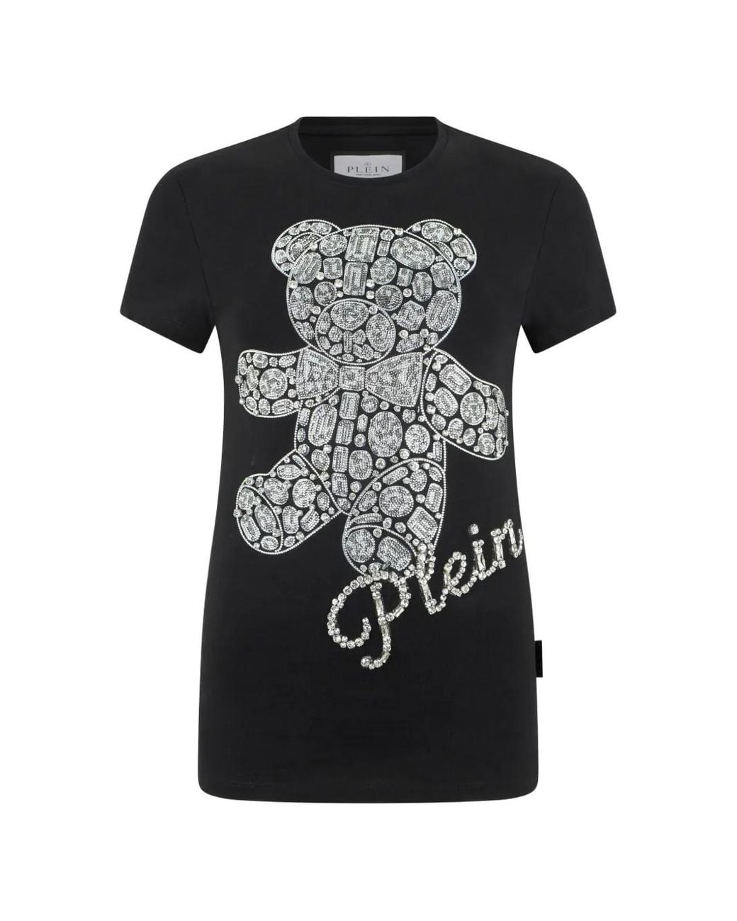 Philipp Plein Black Pure Fit Teddy Crystal T-Shirt