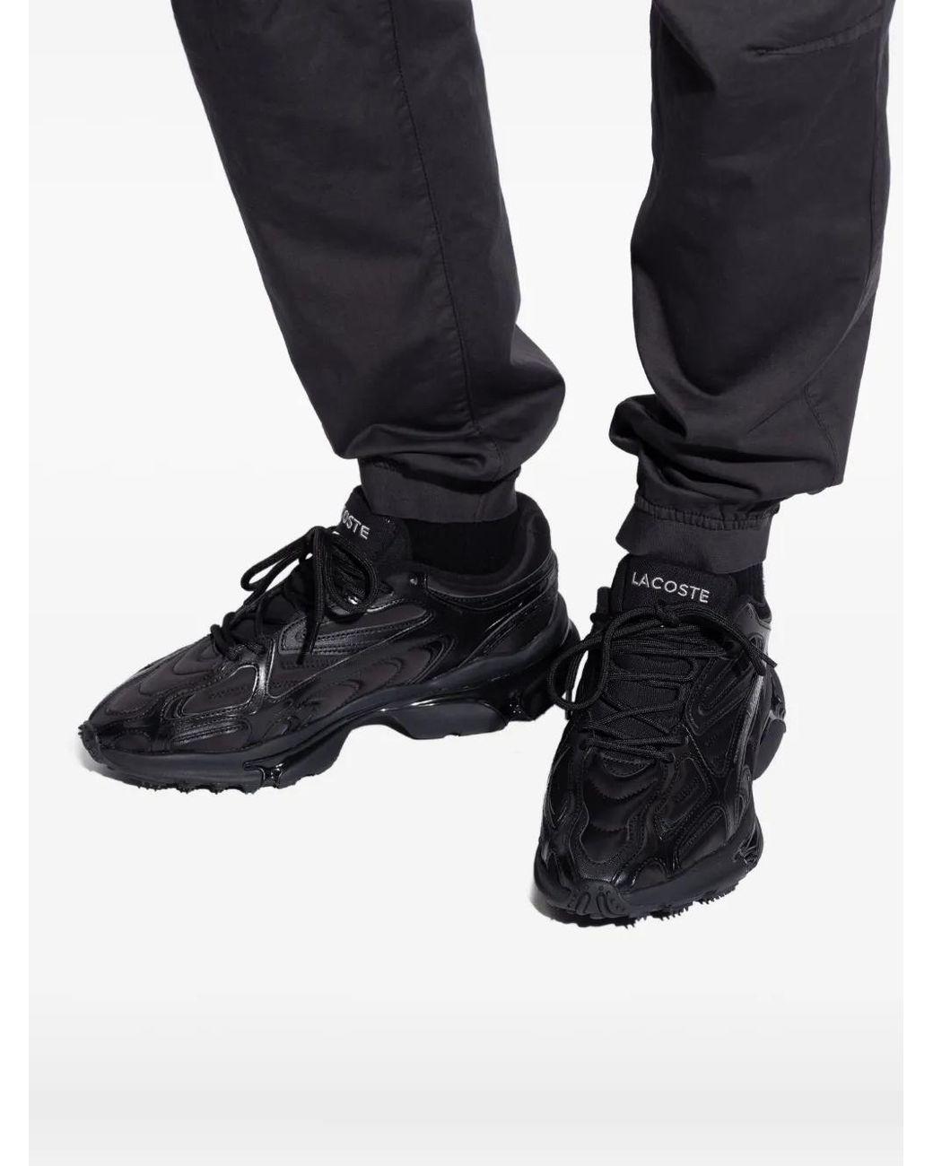 Lacoste Black L003 2K24 Textured Lace-Up Sneakers for men