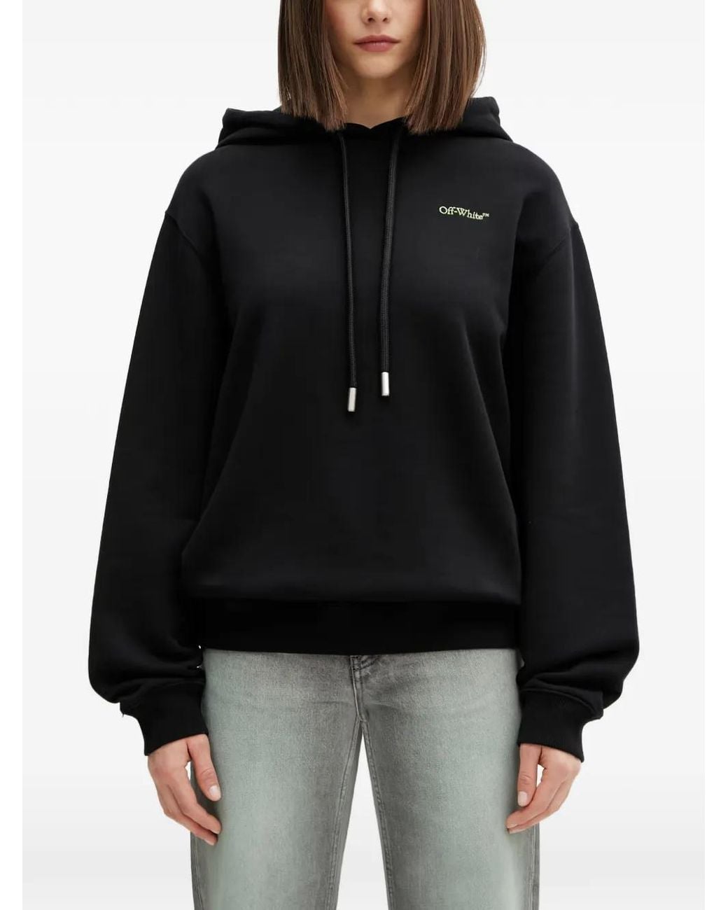 Off-White c/o Virgil Abloh Black Hoodie Arrows À Fleurs Brodées