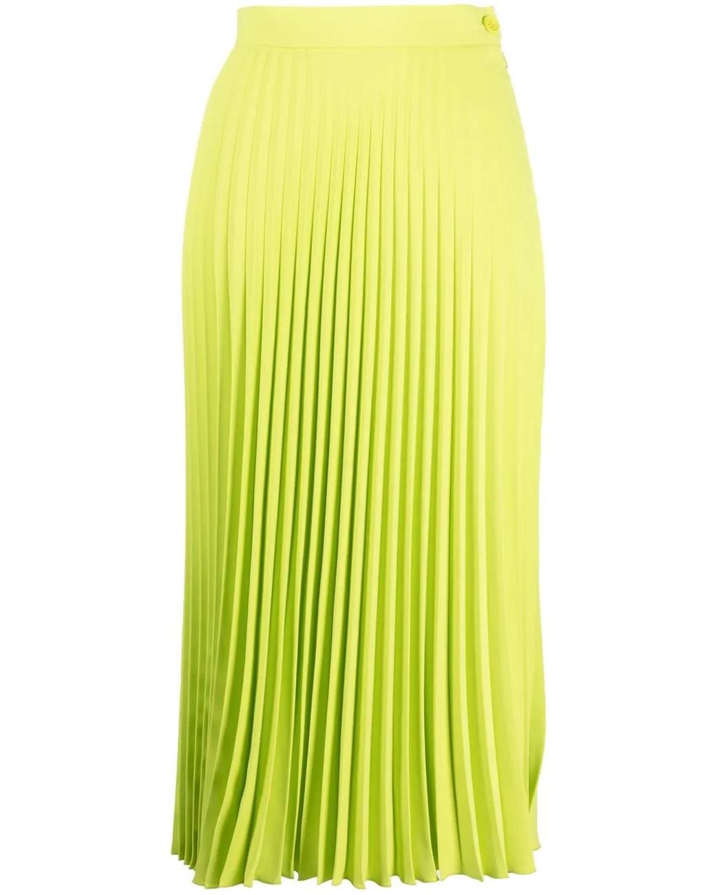 MM6 by Maison Margiela Yellow Pleated Crepe Midi Skirt