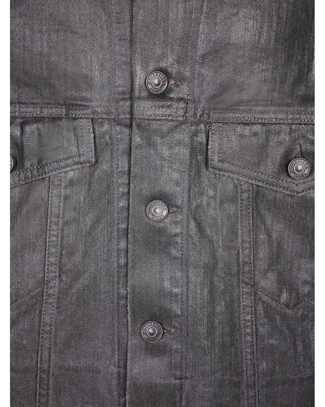 Balenciaga Gray Oversized Logo-Print Denim Jacket for men