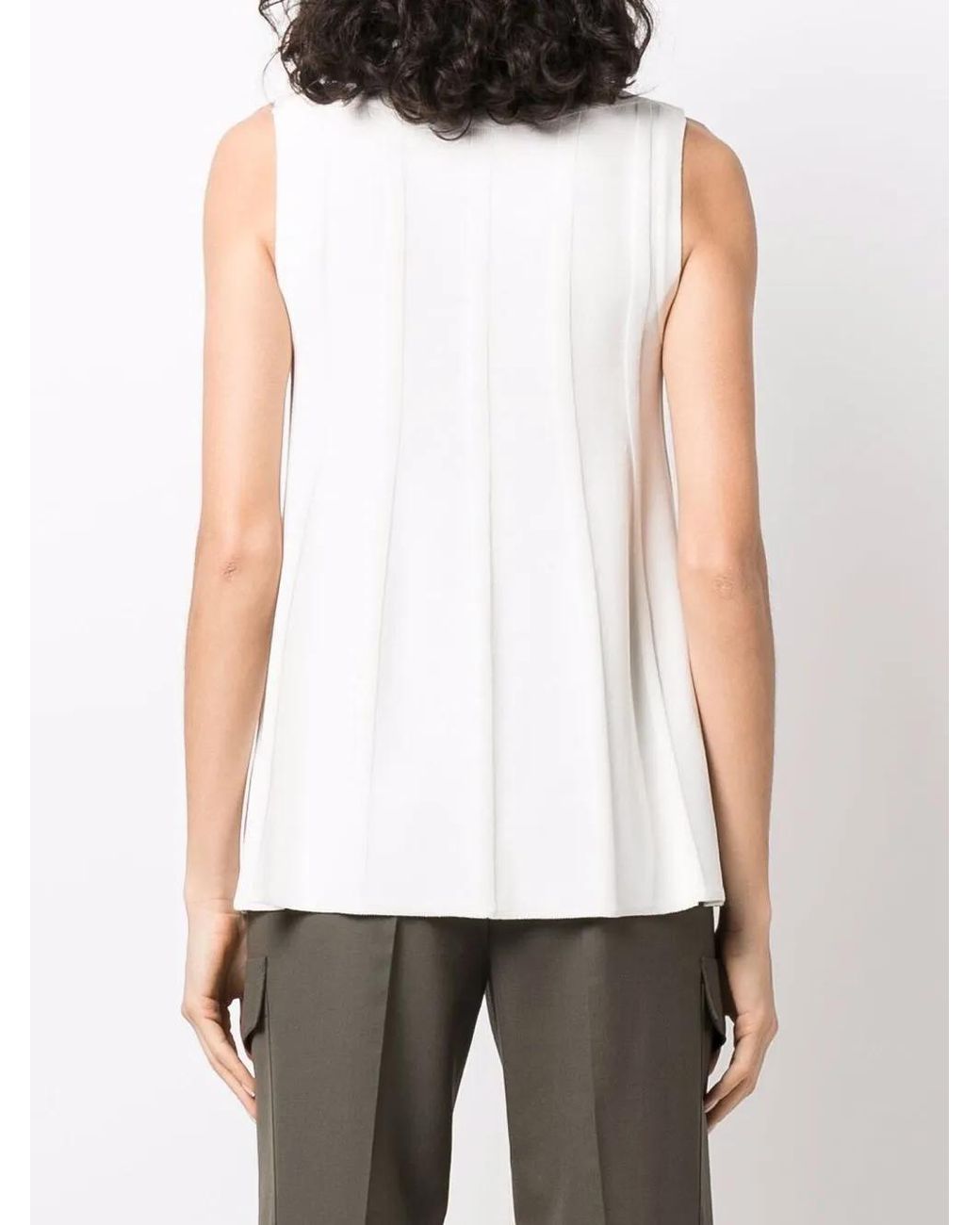 Malo White Ribbed-Detail Tank Top
