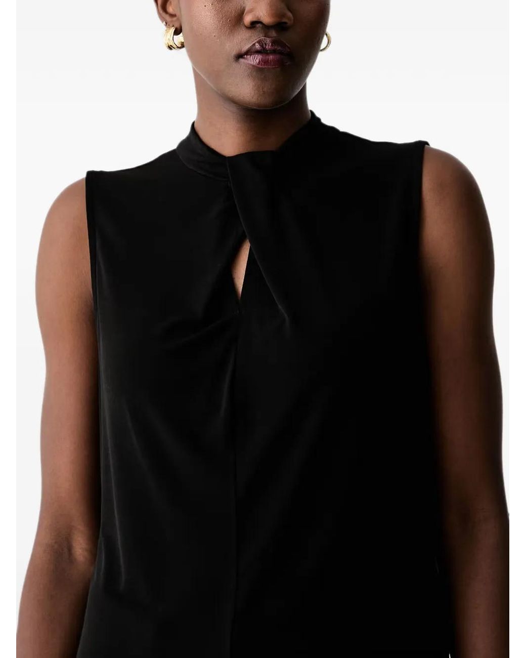DKNY Black Twist-Detail Sleeveless Top