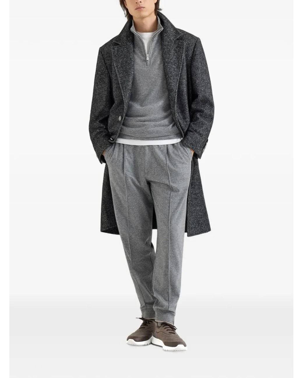 Brunello Cucinelli Gray Knit Sneakers for men