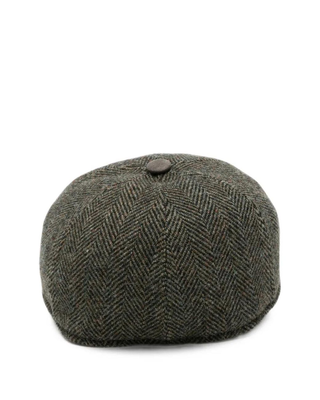 Gran Sasso Green Herringbone-Pattern Logo-Patch Cap for men