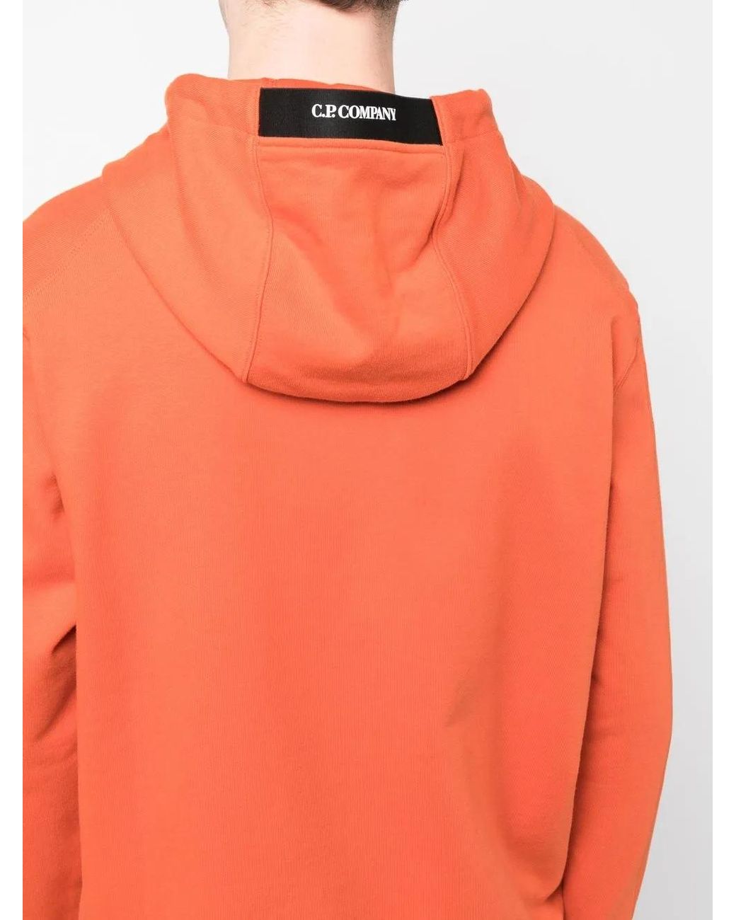 C P Company Orange Lens-Detail Drawstring Hoodie for men