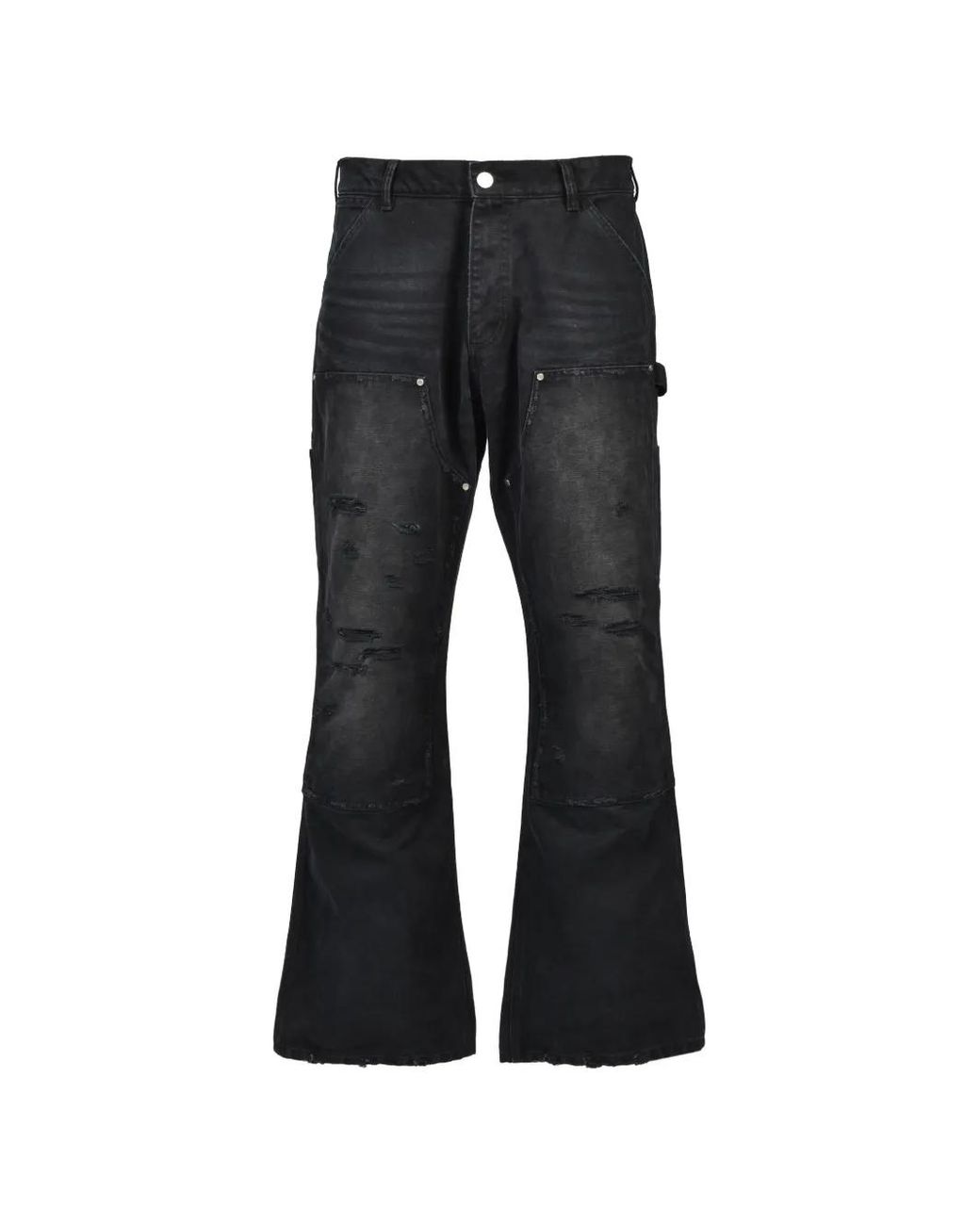 FILTH Black Distressed Panelled Flared Jeans for men