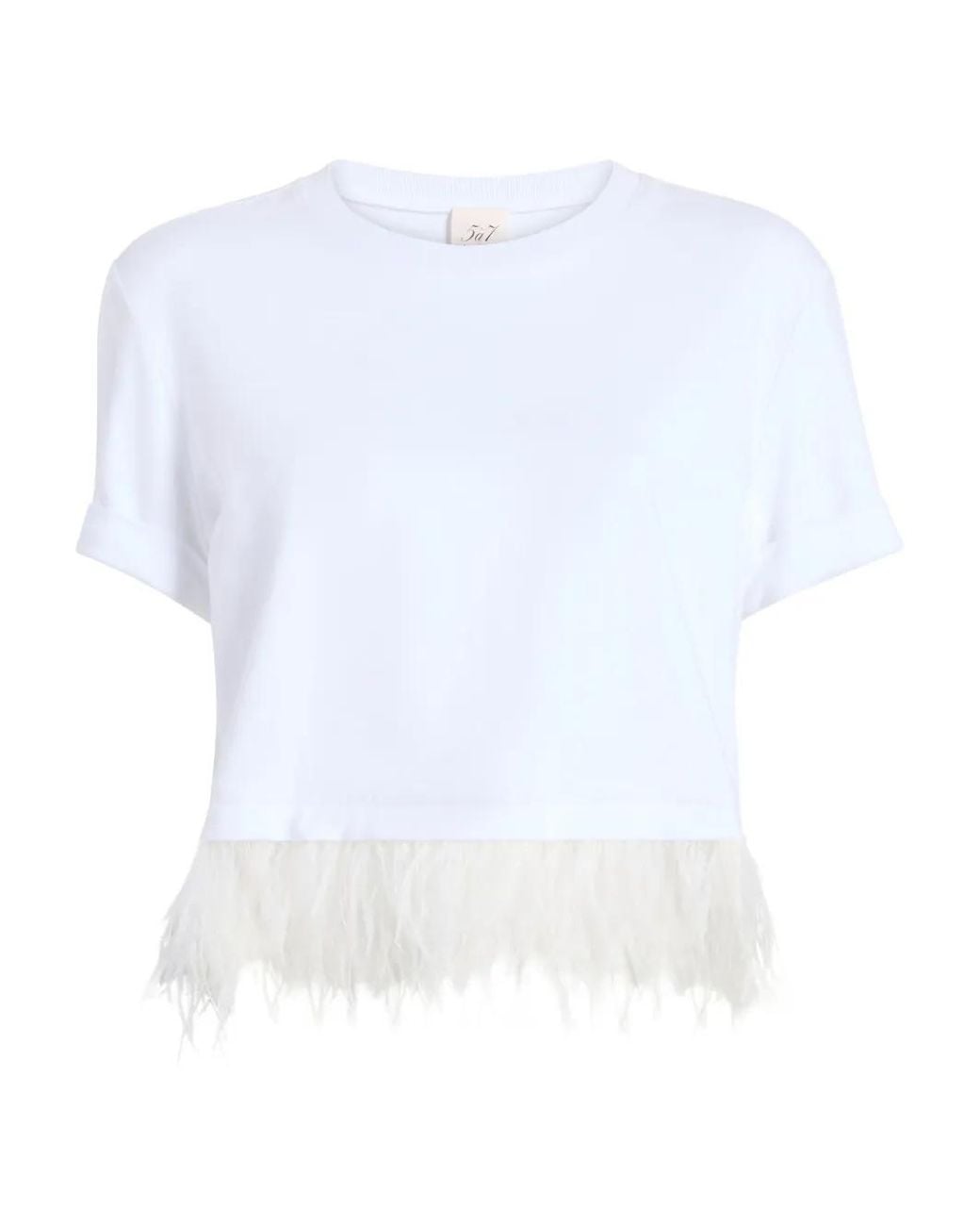 Cinq À Sept White Short-Sleeve Feather Tee