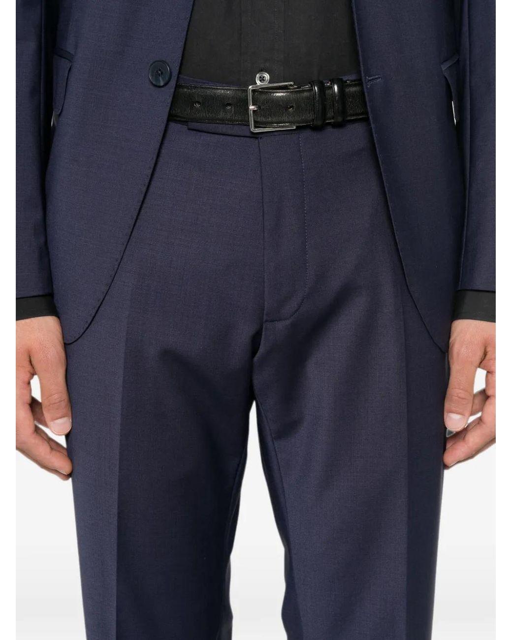 Karl Lagerfeld Blue Pantalon À Passants De Ceinture Et Plis Marqués for men