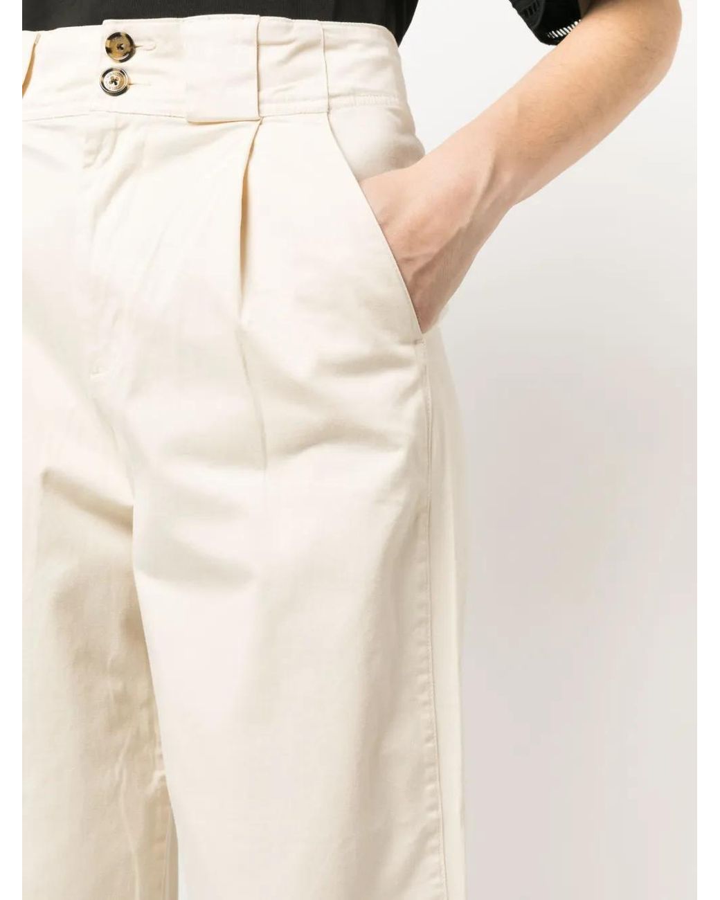 Woolrich White High-Waisted Tailored Trousers