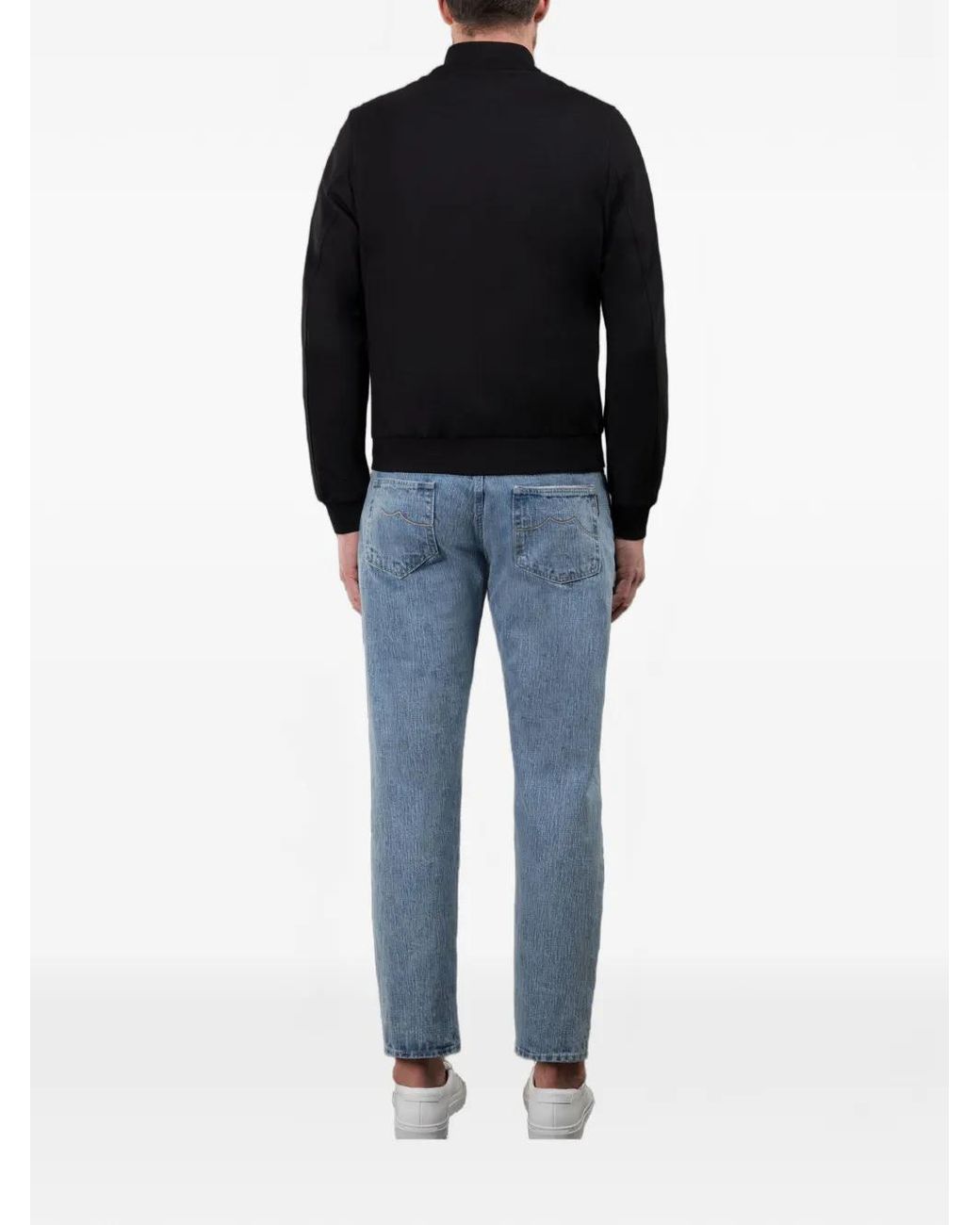 Moorer Blue Fidani-Jkr Buttoned Bomber Jacket for men