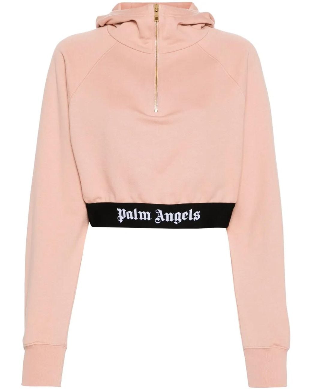 Palm Angels Pink Logo-Underband Cropped Sweatshirt