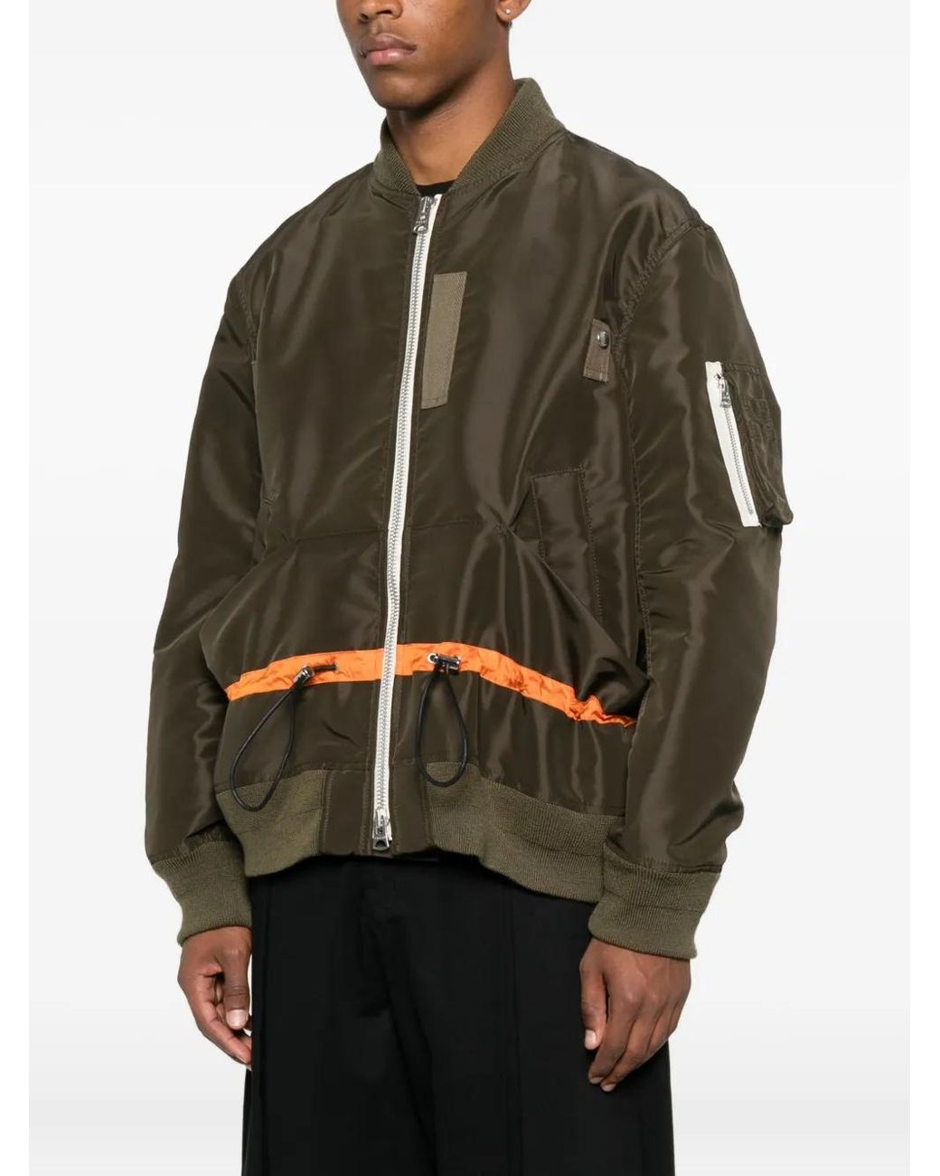 Sacai Brown Drawstring-Waist Bomber Jacket for men