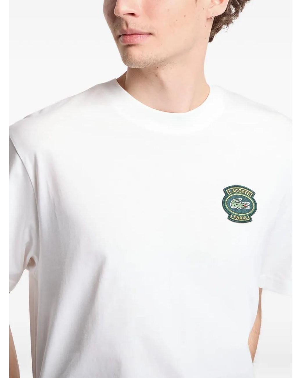 Lacoste White Logo-Patch T-Shirt for men