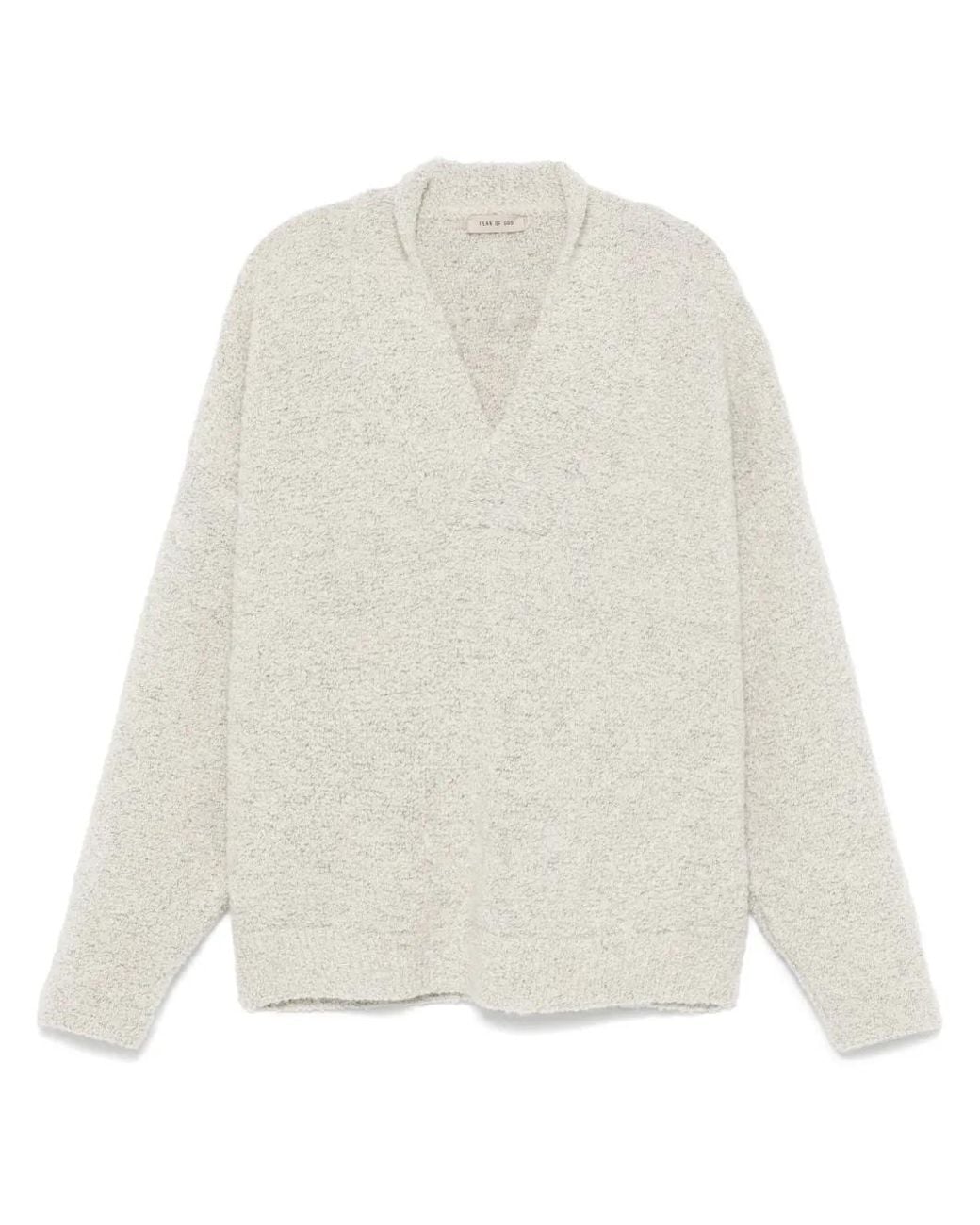 Fear Of God White Logo-Appliqué V-Neck Sweater for men