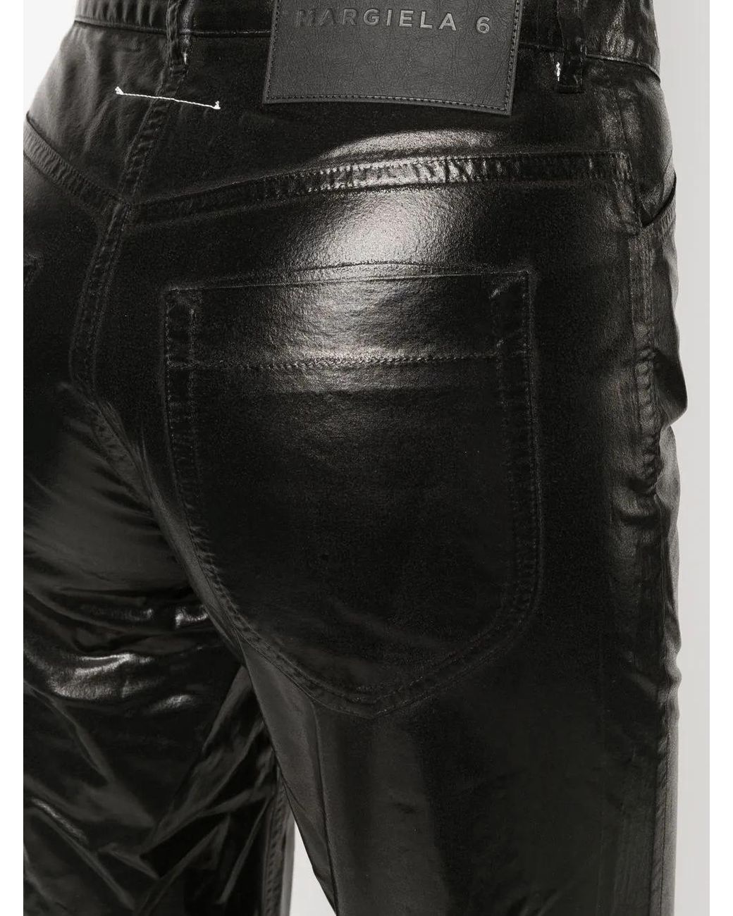 MM6 by Maison Margiela Black Laminated Straight Denim Shorts