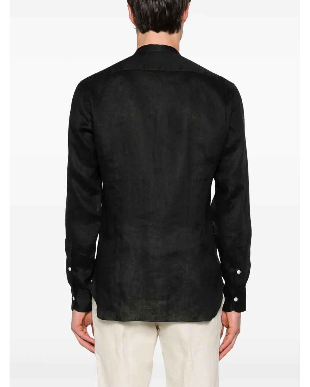 Barba Napoli Black Linen Shirt for men