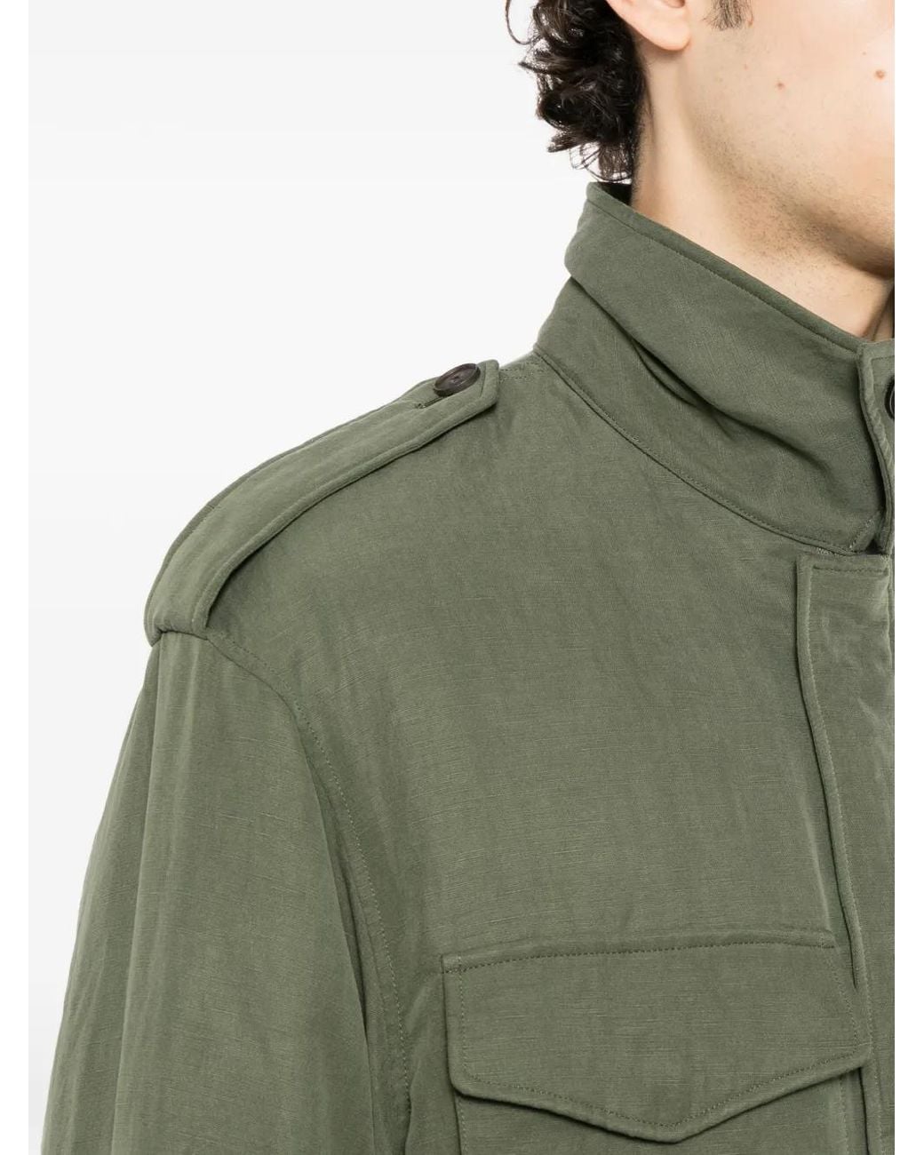 Auralee Green Epaulette Field Jacket for men