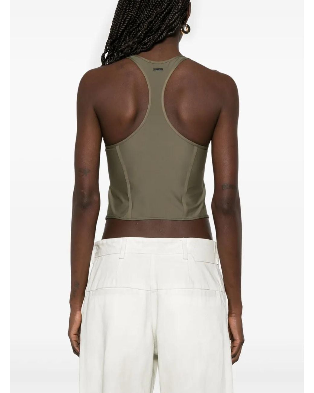 Mugler Green Corseted Tank Top