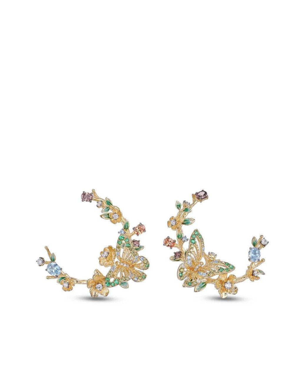 Anabela Chan Metallic 18Kt Orchard Garland Gemstones Earrings