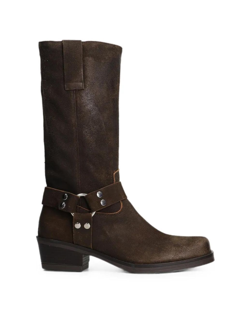 Julie Dee Brown Buckled Harness Biker Boots