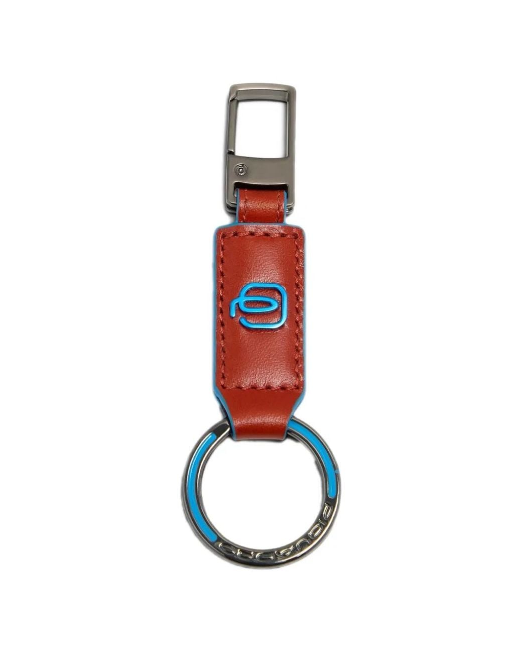 Piquadro White Carabiner-Detail Leather Keyring