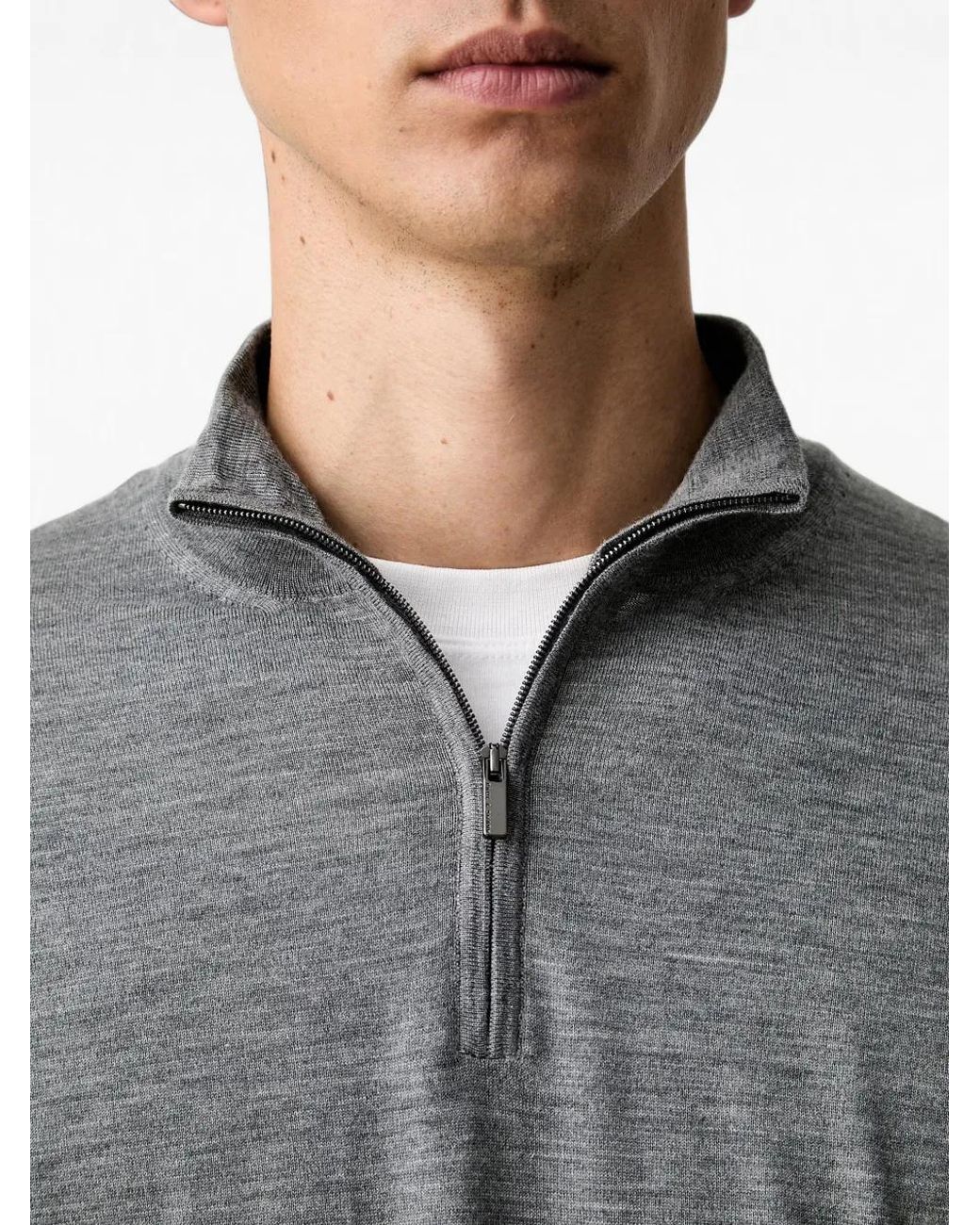 Paul & Shark Gray Quarter-Zip Sweater for men