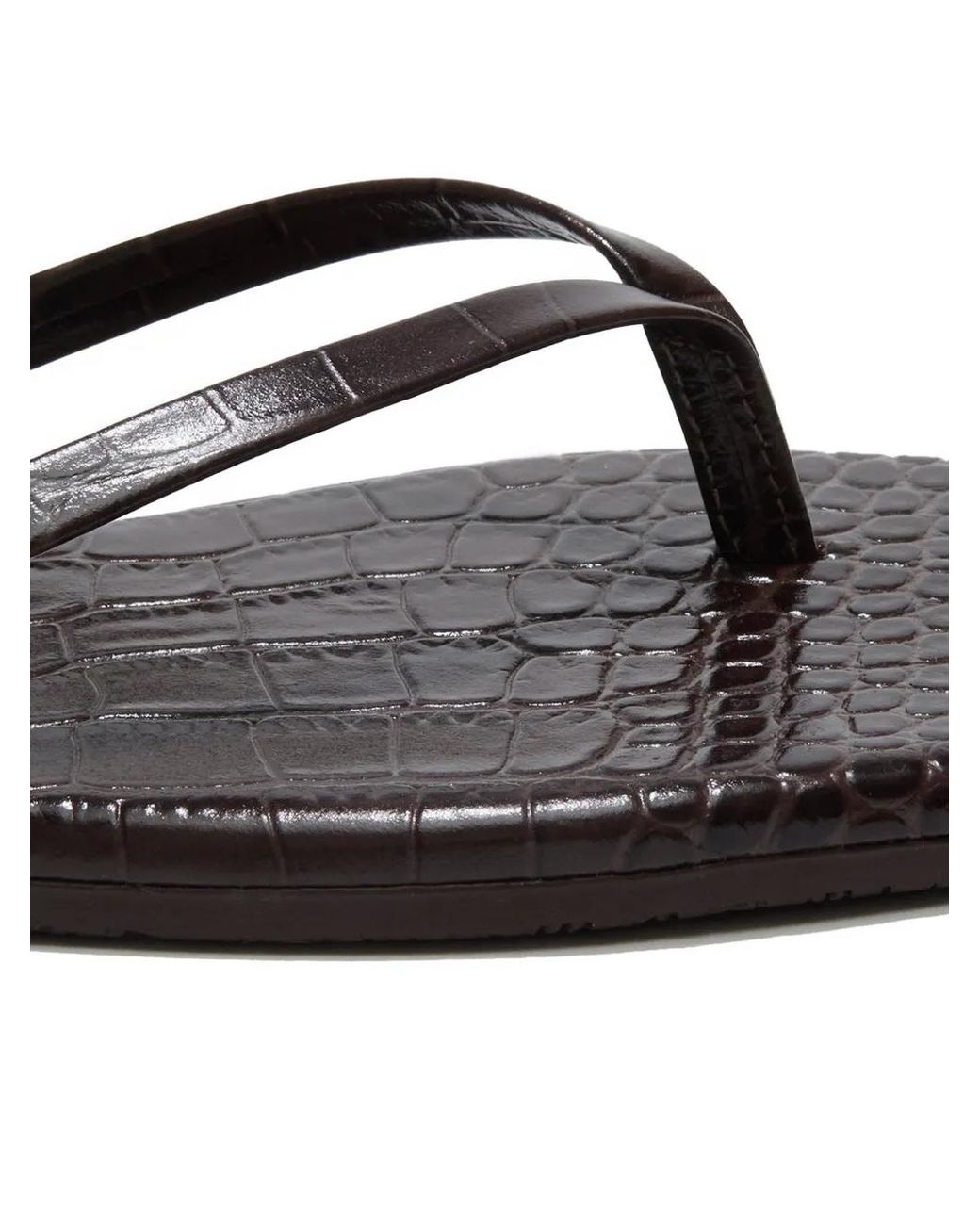 TKEES White Lily Square Croc Effect Flip-Flops
