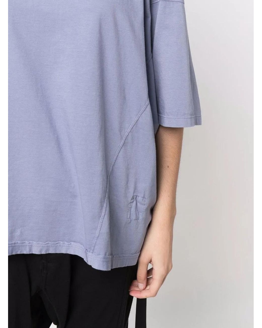 Rick Owens Blue Drop-Shoulder Cotton T-Shirt