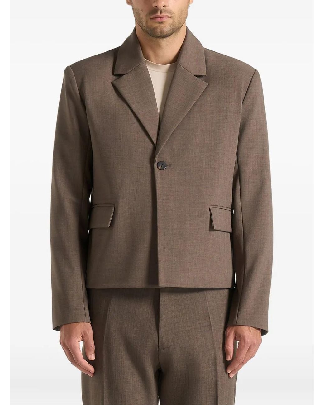 Manière De Voir Brown Tailored Cropped Blazer for men