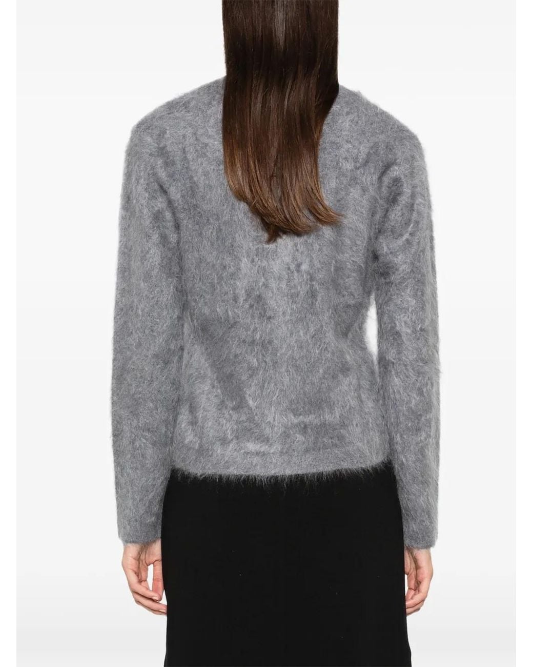 Seventy Gray Brushed-Knit V-Neck Cardigan