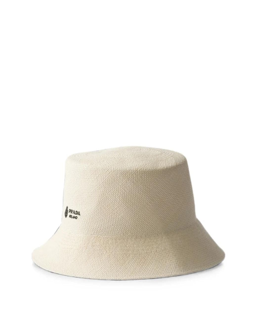 Prada Natural Panama Fabric Bucket Hat for men