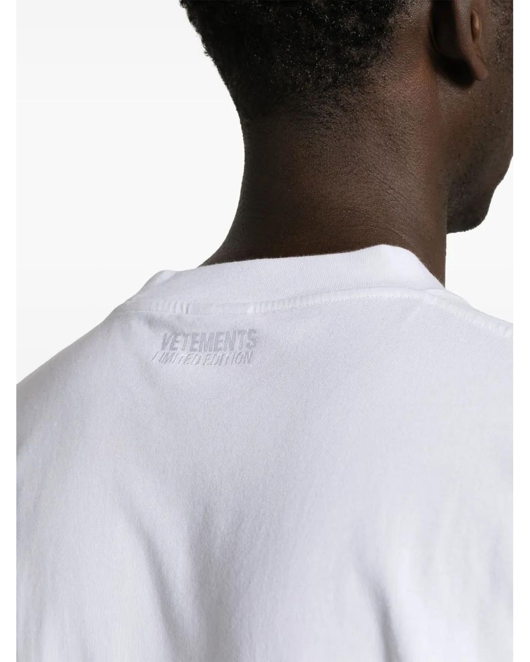Vetements White Logo-Print Cotton T-Shirt