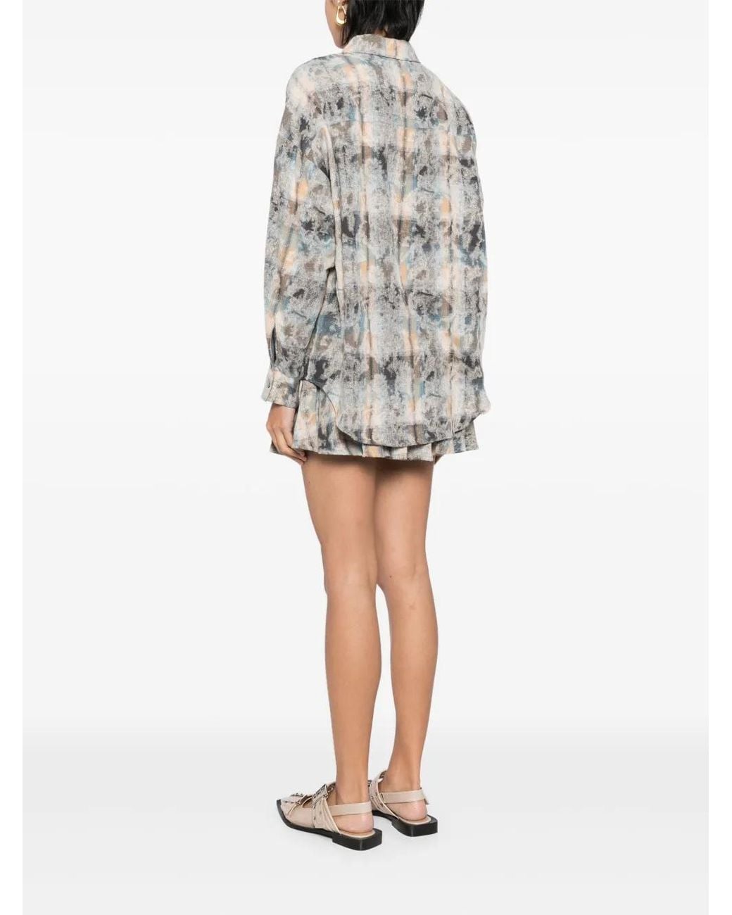 B+ AB Gray Check Pattern Shirt Set