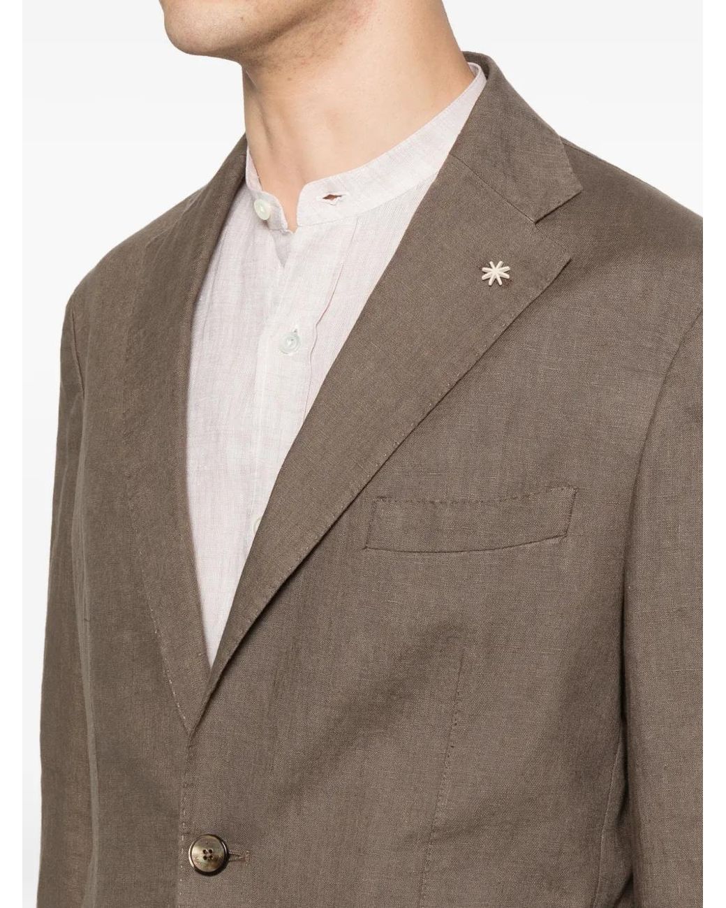 Manuel Ritz Brown Single-Breasted Patch-Pocket Suit for men