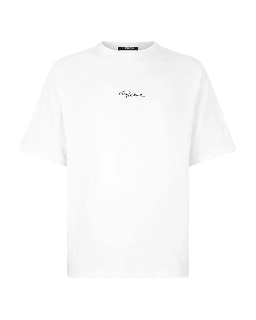 Roberto Cavalli White Logo-Motif T-Shirt for men