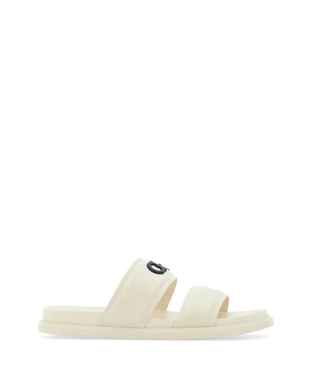 Ferragamo White Gancini Ornament Slides for men