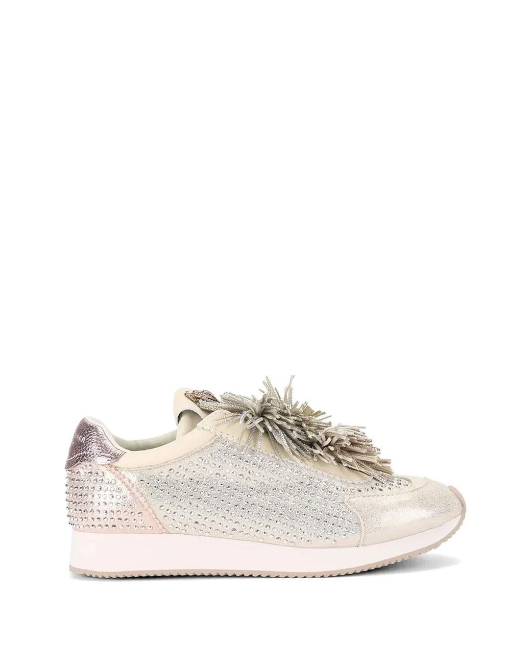 Kurt Geiger White Fringed Embellished Sneakers